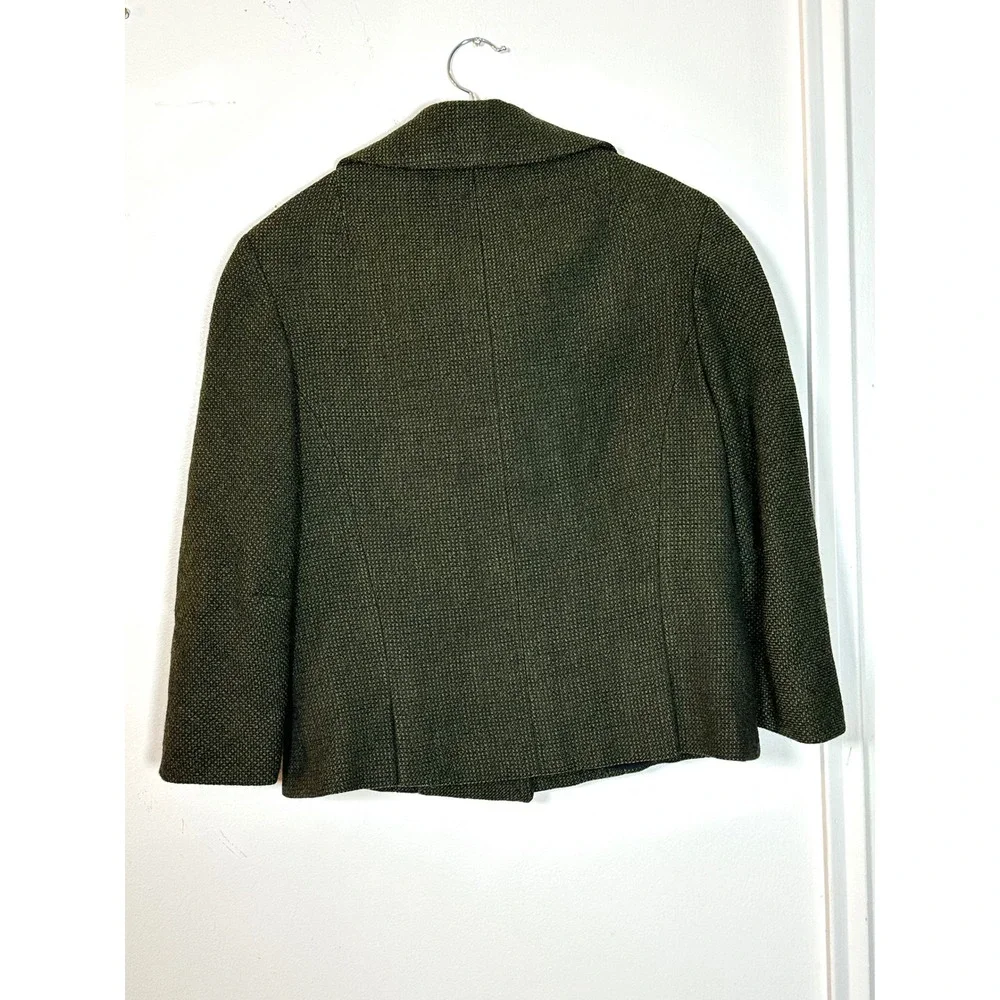 1960's Zelinka Matlick Wool blend dark green tweed cropped jacket Jackie O Small